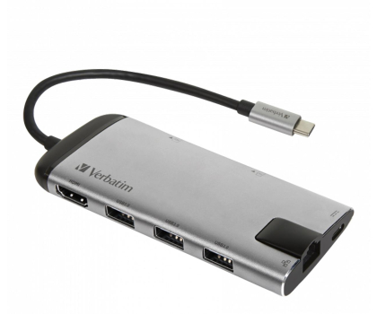 Stacja dokująca do laptopa Verbatim USB-C - 3x USB 3.0, USB-C 3.1, HDMI 4K, RJ45, SD/micro SD